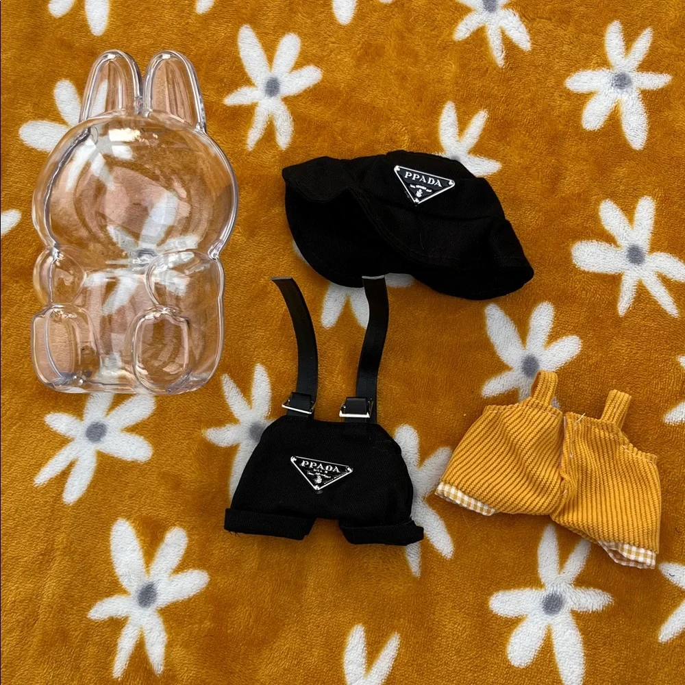 Labubu Clear Case & Outfit Clothing PPADA Set + Overalls NWOT Gifts Accesories